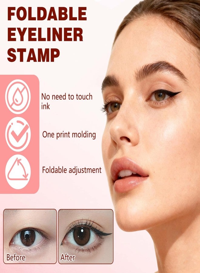 BSMAX 2Pcs Foldable Eyeliner Stamp,One-Piece Eyeliner Stamp Pen,Double-Ended Winged Eyeliners Stamps,Smudge-Proof Waterproof,Quick Shaping Eyeliners Tool for Beginners (Black+Brown) - Image 4